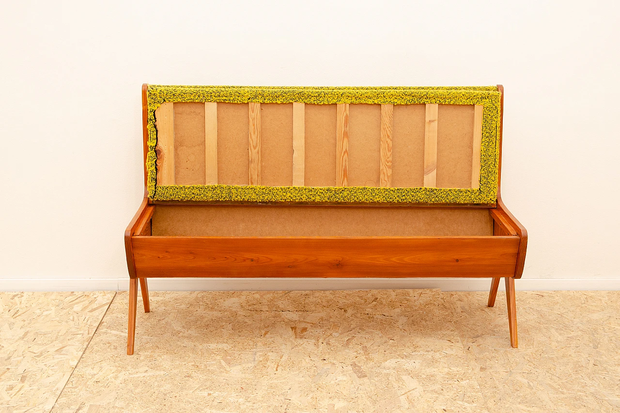 Czechoslovakian beech and fabric bench, 1960s 3