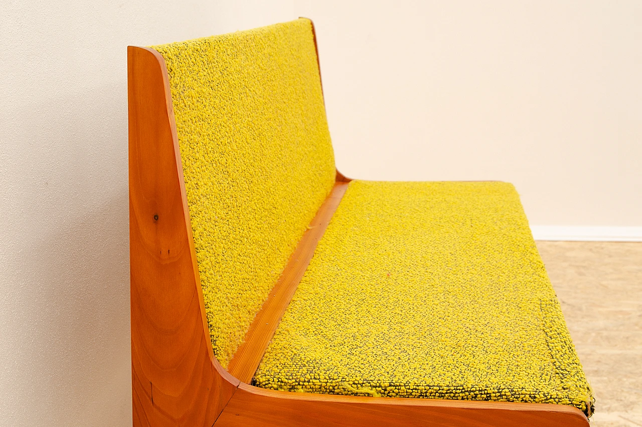 Czechoslovakian beech and fabric bench, 1960s 8