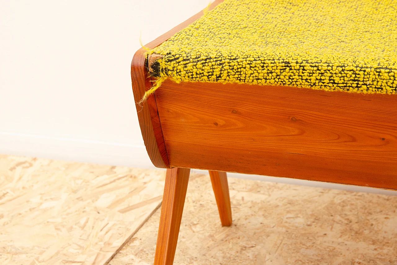 Czechoslovakian beech and fabric bench, 1960s 12