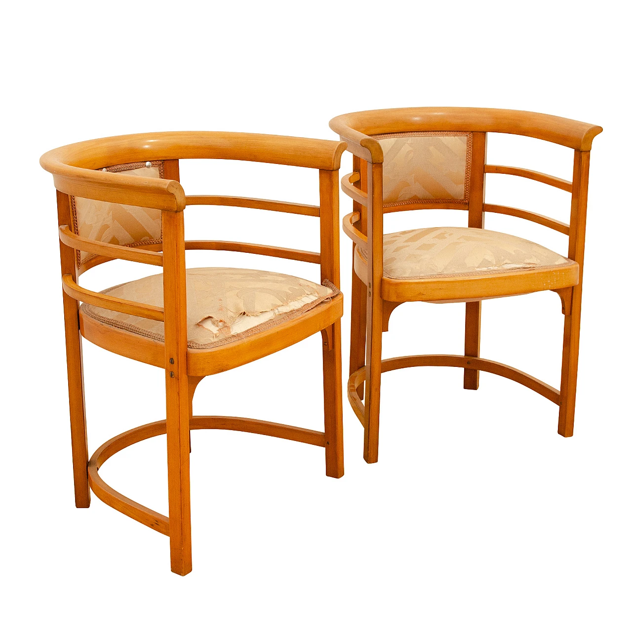 Pair of bent beech armchairs in the style of Hoffmann, 1920s 1