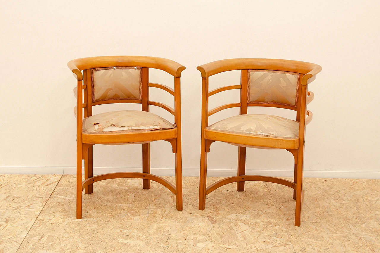 Pair of bent beech armchairs in the style of Hoffmann, 1920s 2