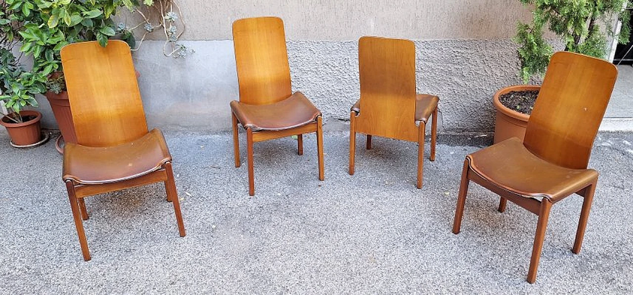 4 Fiorenza chairs by Tito Agnoli for Molteni, 1970s 1