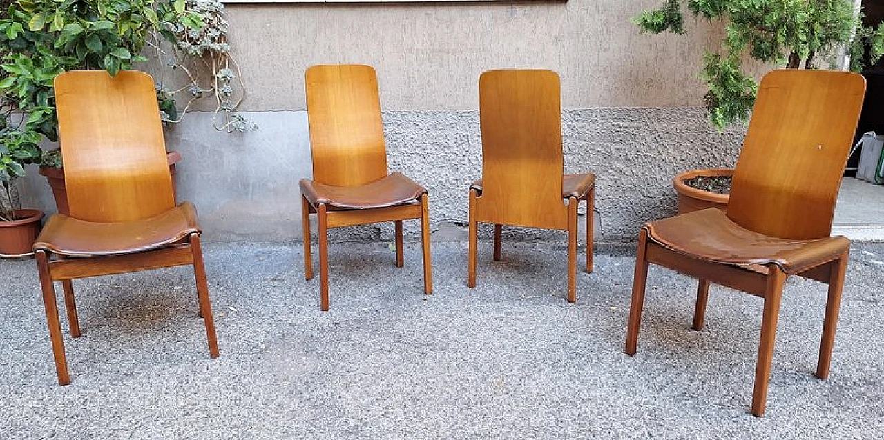 4 Fiorenza chairs by Tito Agnoli for Molteni, 1970s 2