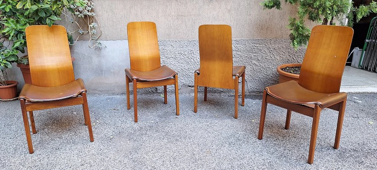 4 Fiorenza chairs by Tito Agnoli for Molteni, 1970s 4