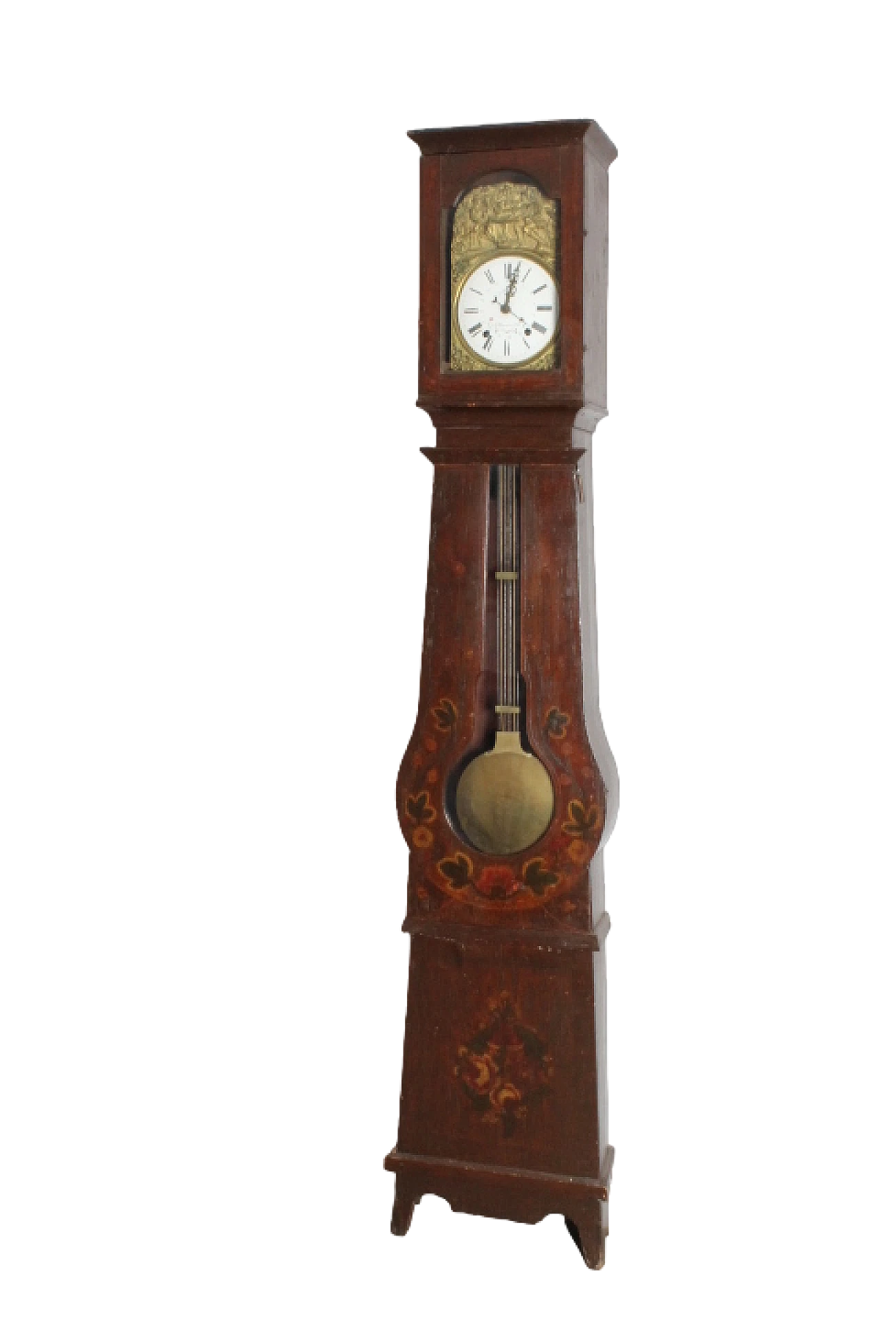 Painted wooden grandfather clock, mid 19th century 16