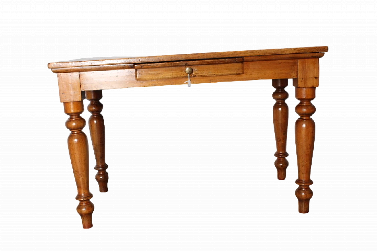 Emilian poplar writing desk with turned legs, 19th century 17