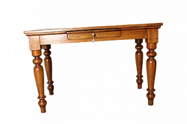 Emilian poplar writing desk with turned legs, 19th century