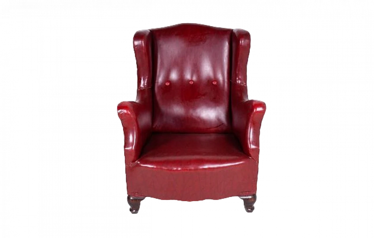 Burgundy leather armchair 8