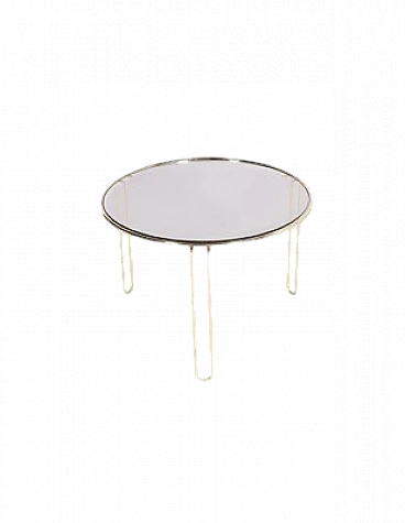 Round glass and gilded metal coffee table, 1990s