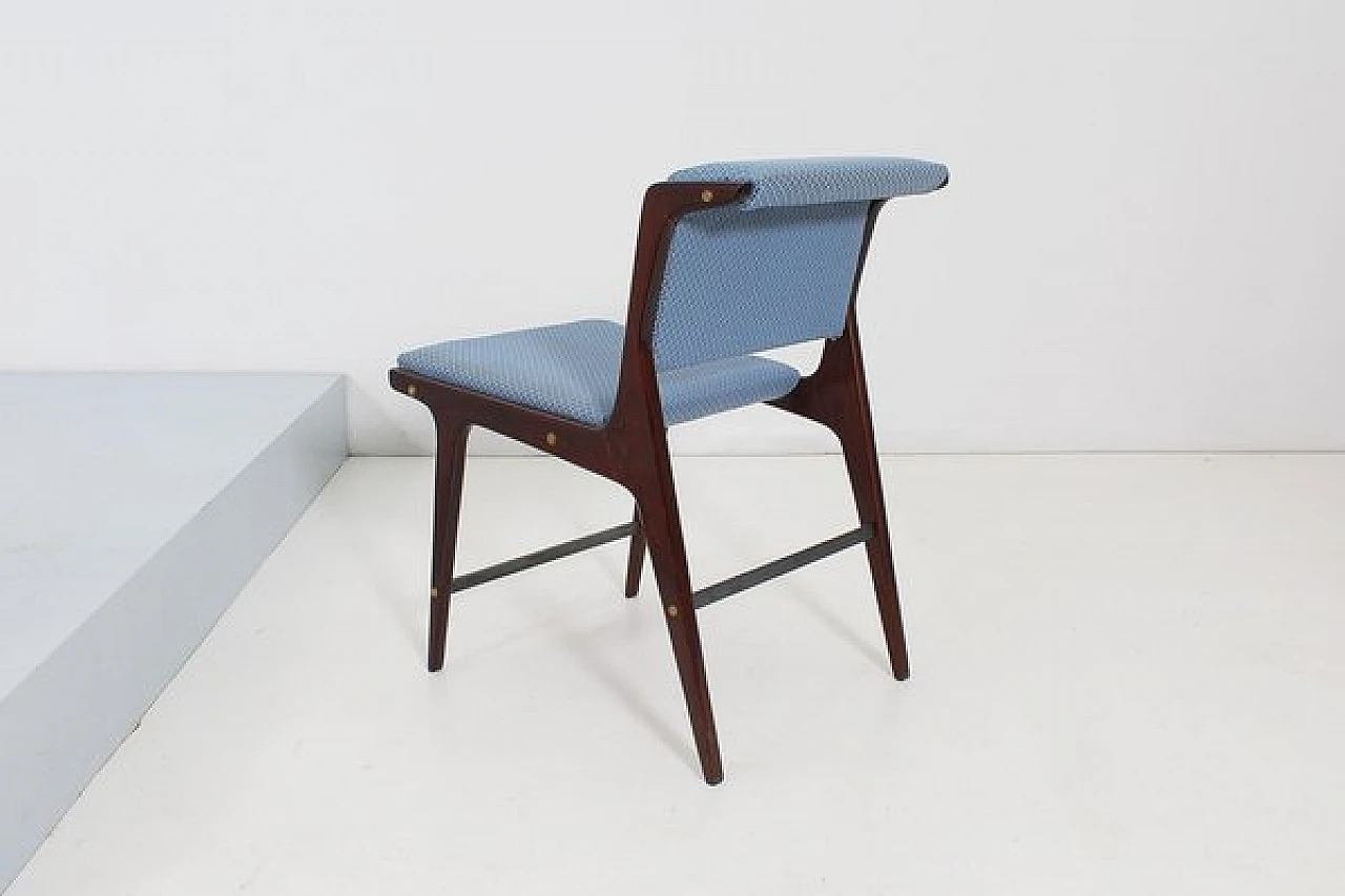 6 Chairs in wood and blue fabric by Ezio Minotti, 1950s 8