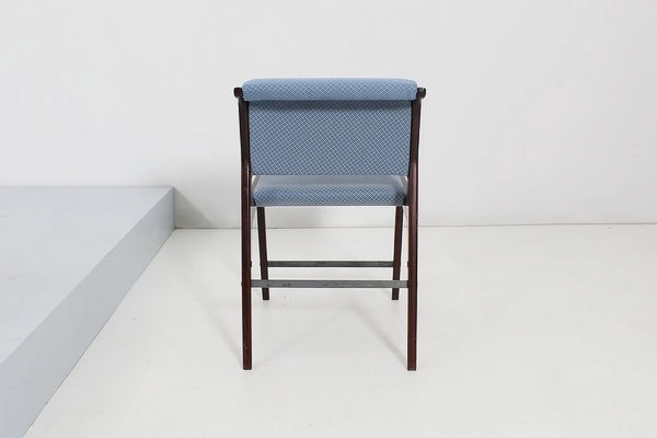6 Chairs in wood and blue fabric by Ezio Minotti, 1950s 9