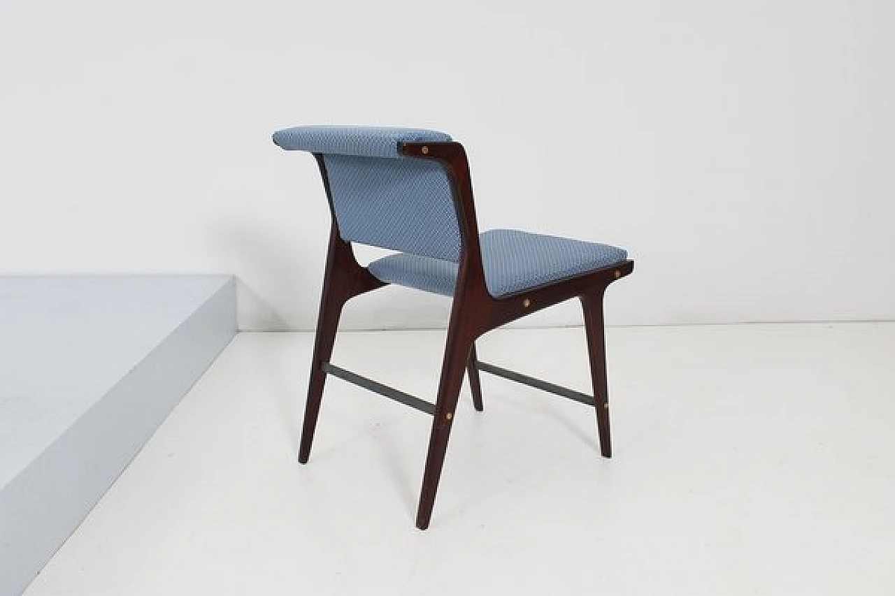 6 Chairs in wood and blue fabric by Ezio Minotti, 1950s 10