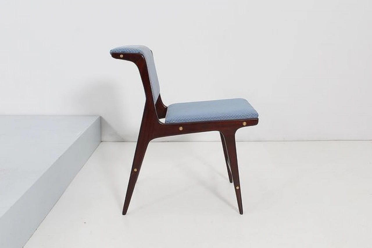 6 Chairs in wood and blue fabric by Ezio Minotti, 1950s 11
