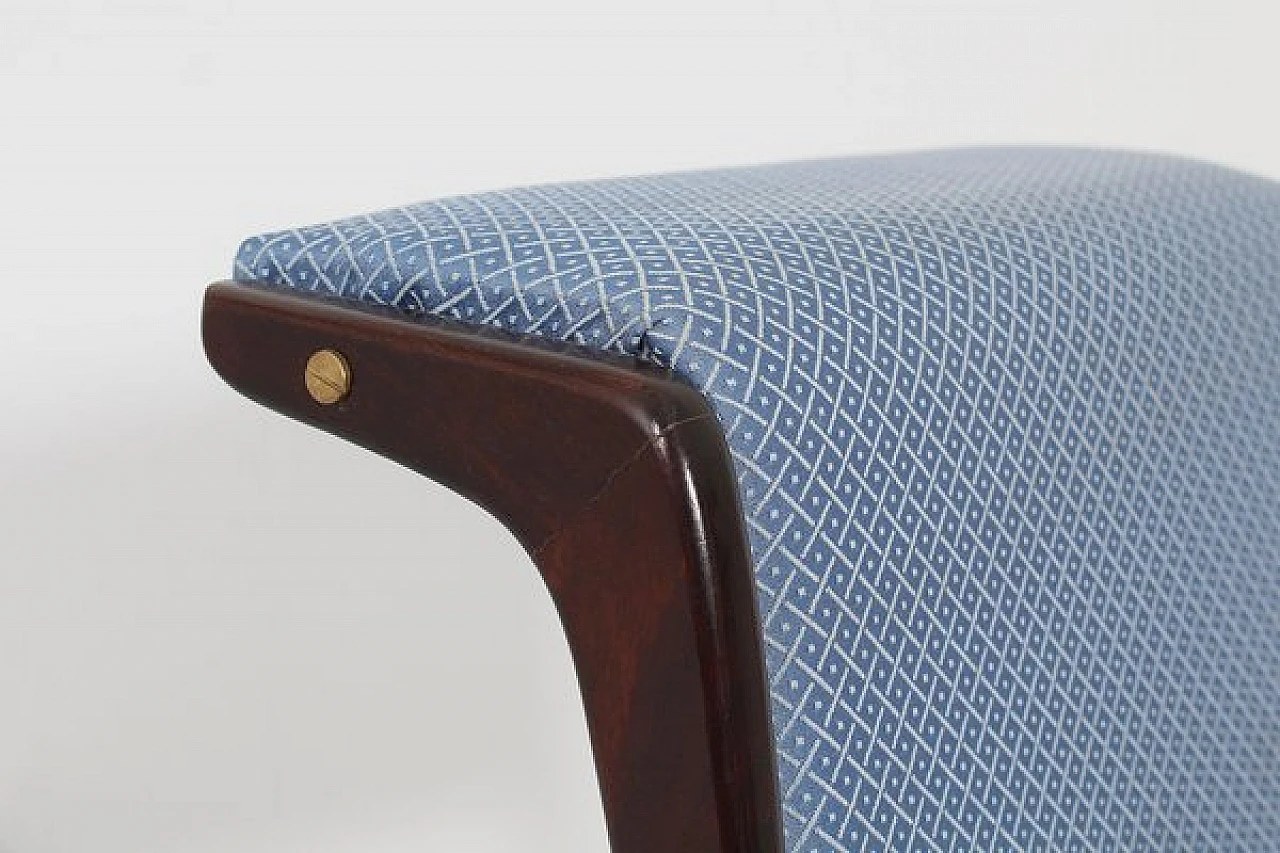 6 Chairs in wood and blue fabric by Ezio Minotti, 1950s 13