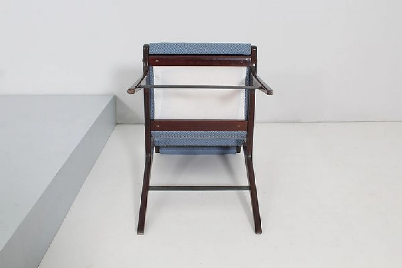 6 Chairs in wood and blue fabric by Ezio Minotti, 1950s 16