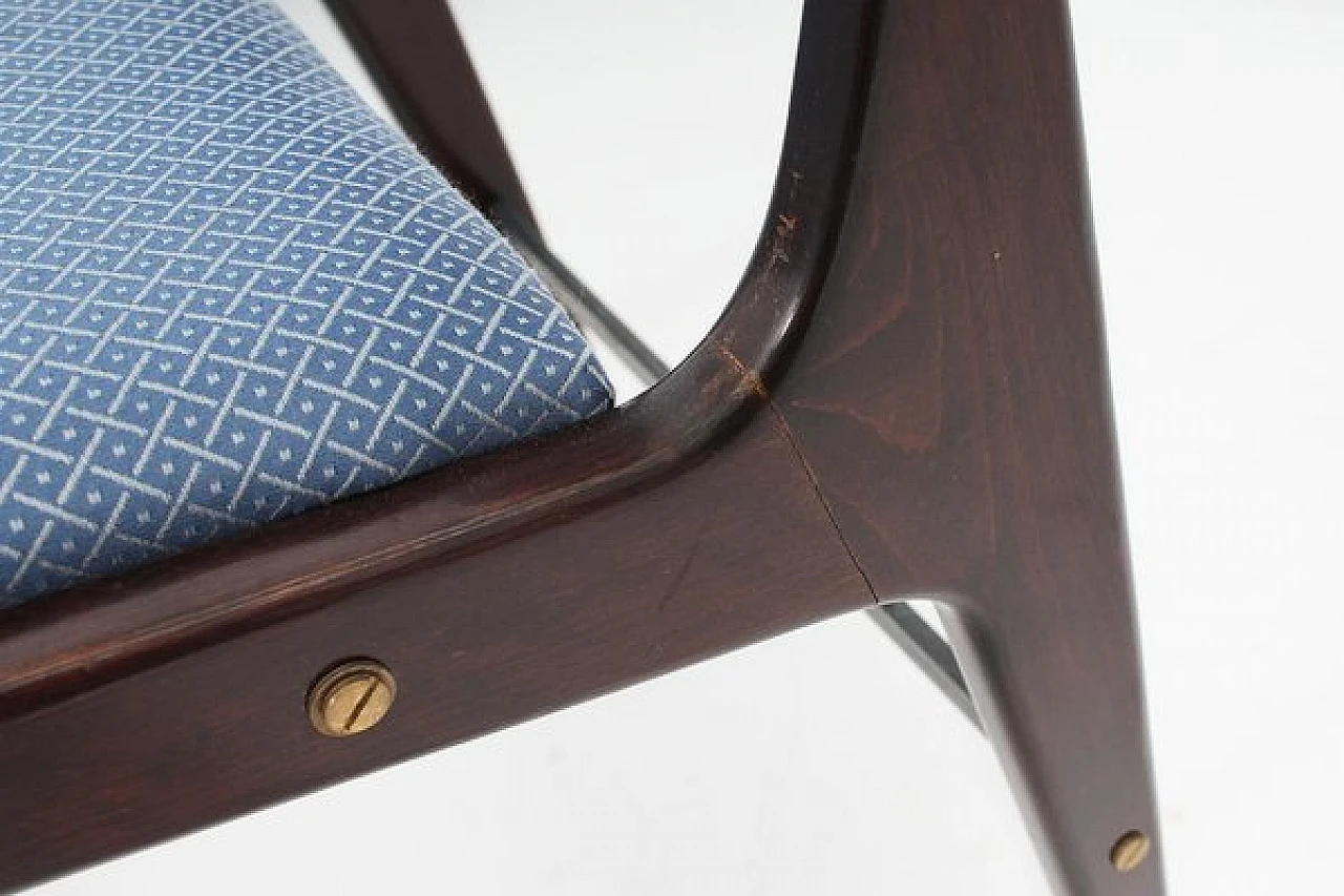 6 Chairs in wood and blue fabric by Ezio Minotti, 1950s 19