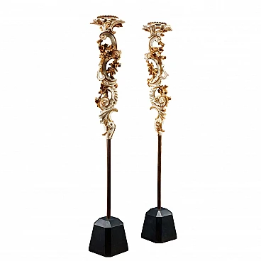 Pair of candle-holders in laquered & gilded carved pine, 1750s