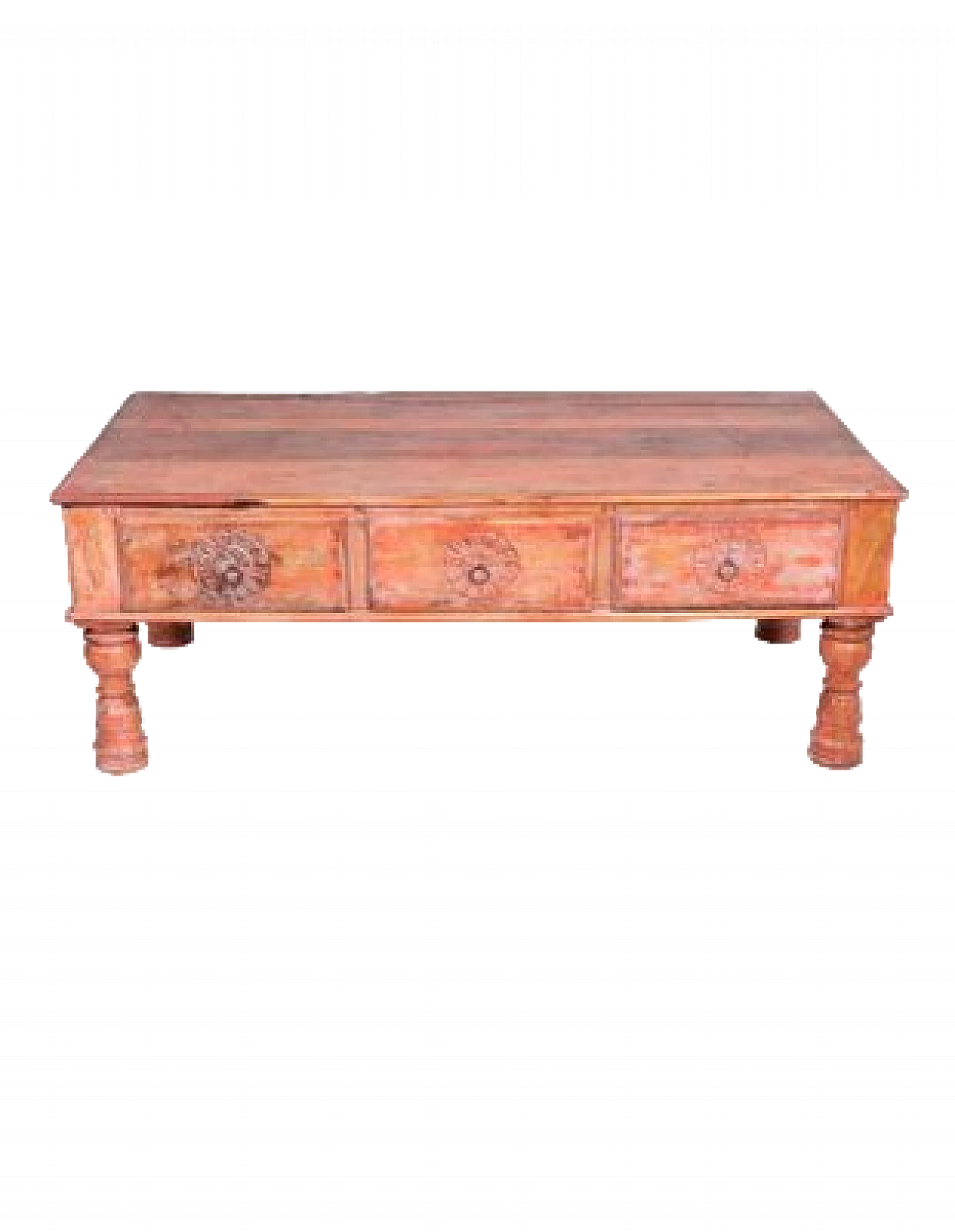 Indian Barmati Tik wood coffee table with drawers, late 19th century 11