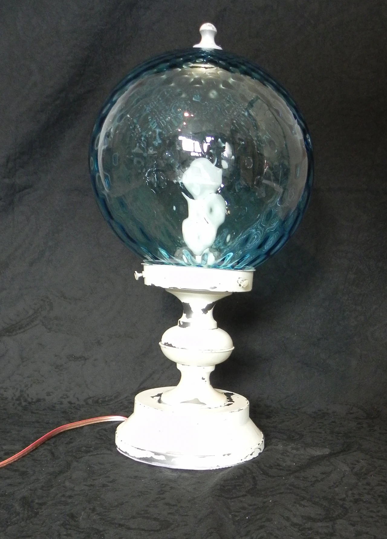 Metal and blue blown glass table lamp, 1970s 2