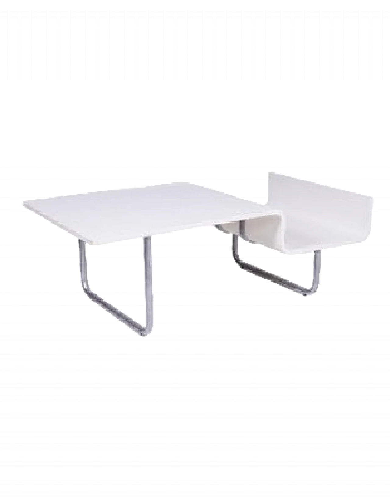 Asymmetric white coffee table, 1980s 6