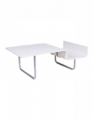 Asymmetric white coffee table, 1980s