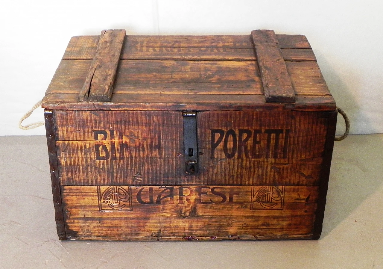 Baule Birra Poretti in legno di quercia massiccio, 1912 1