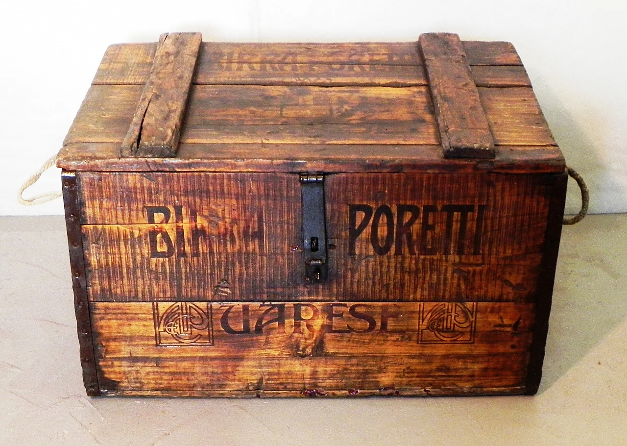 Poretti beer trunk in solid oak wood, 1912 2