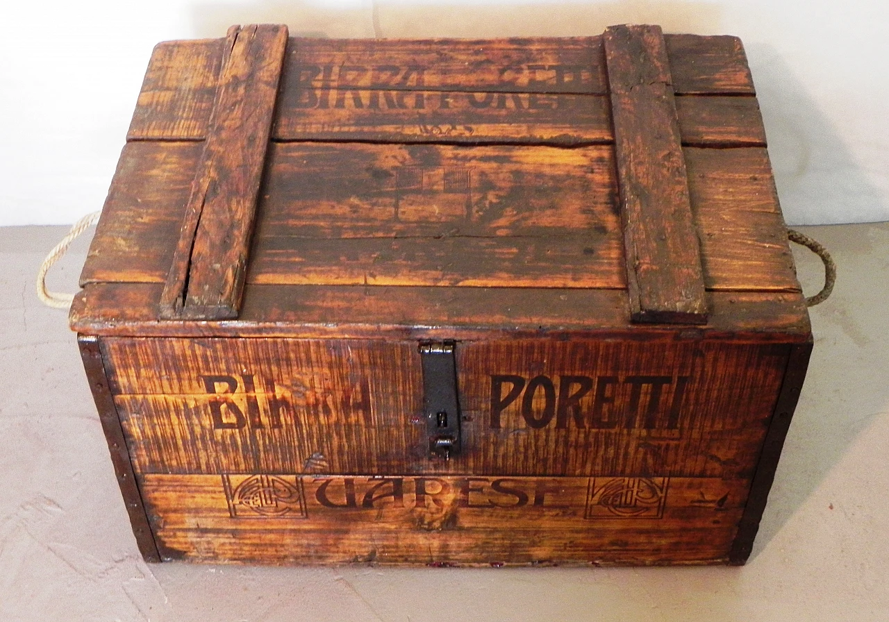 Poretti beer trunk in solid oak wood, 1912 3