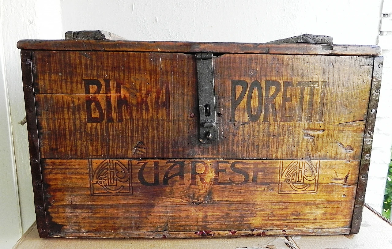 Poretti beer trunk in solid oak wood, 1912 10