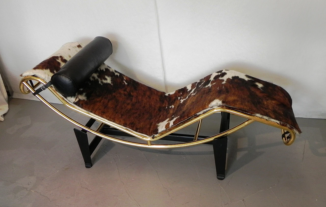 Metal and leather chaise longue by Pierre Cardin, 1980s 1