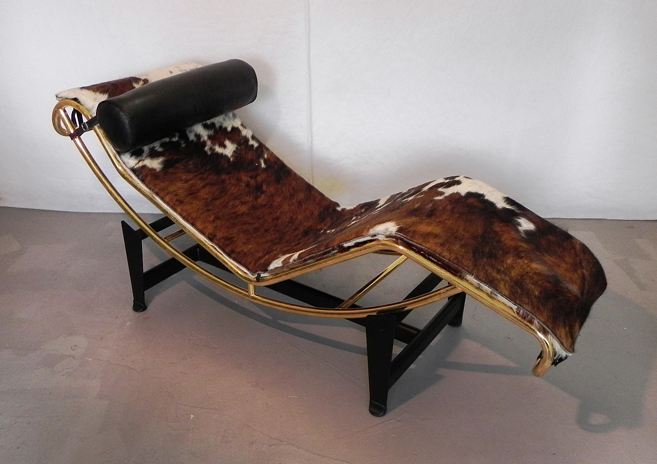 Metal and leather chaise longue by Pierre Cardin, 1980s 4