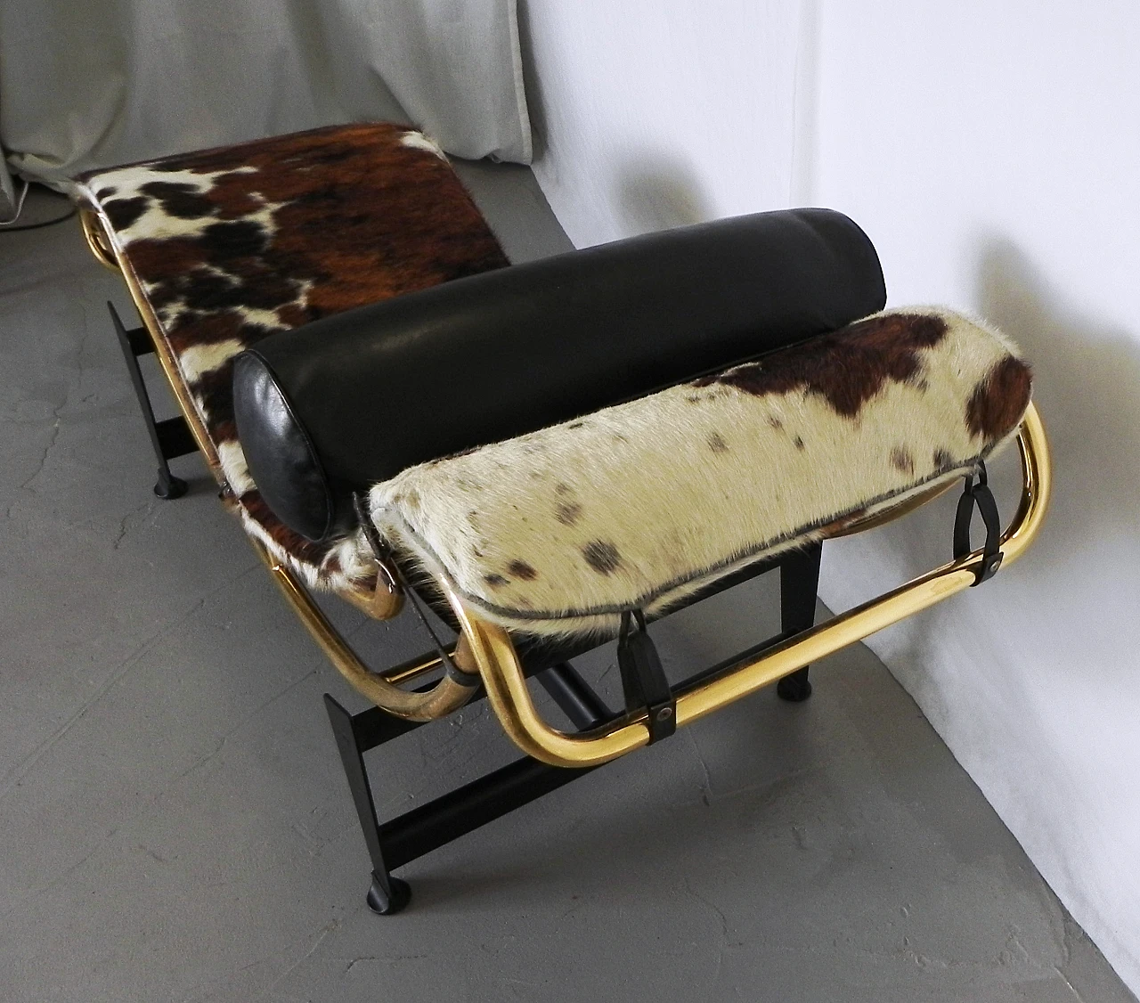 Metal and leather chaise longue by Pierre Cardin, 1980s 10