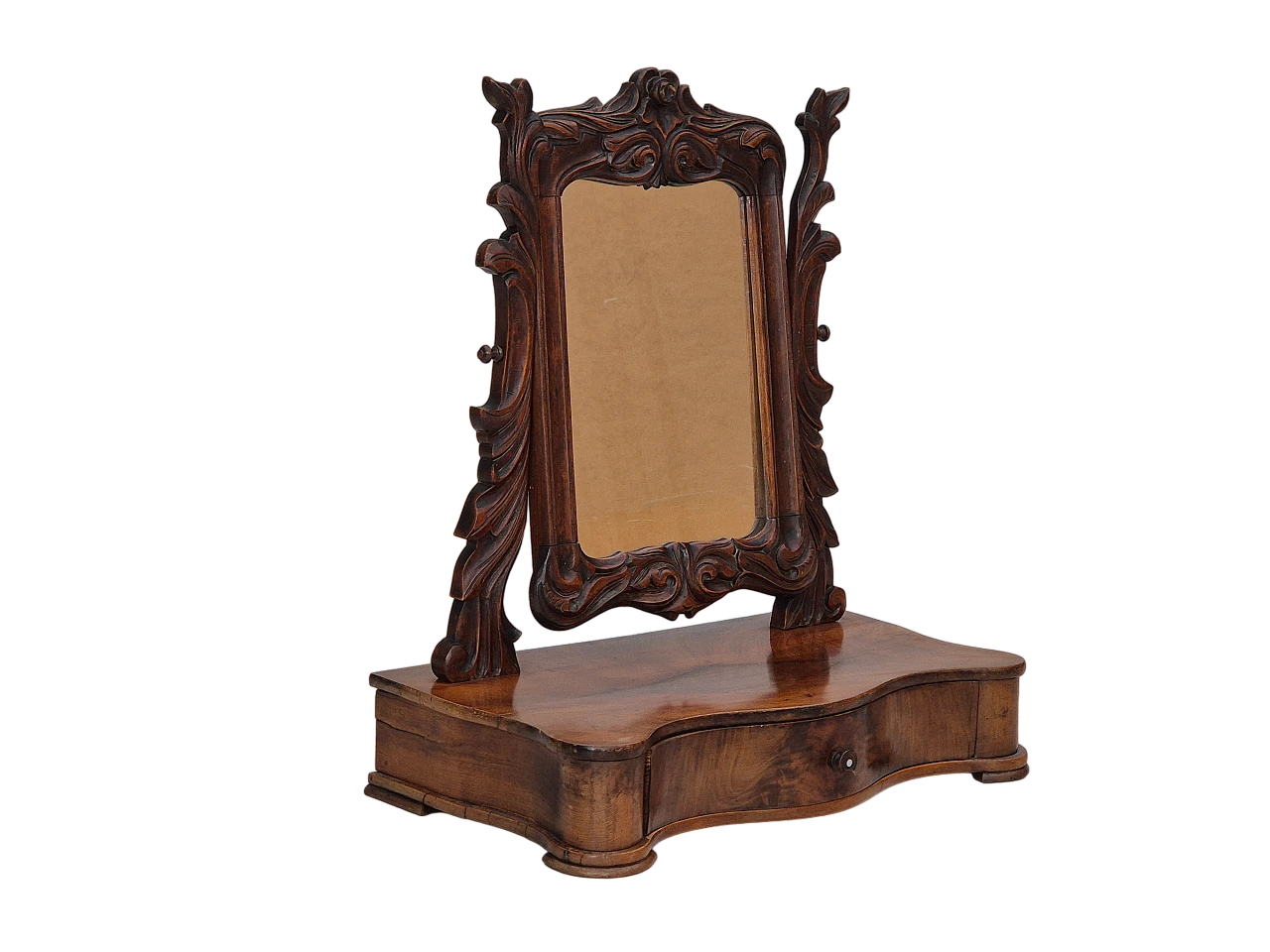 Danish cherrywood mirror with jewellery drawer, 1920s 20