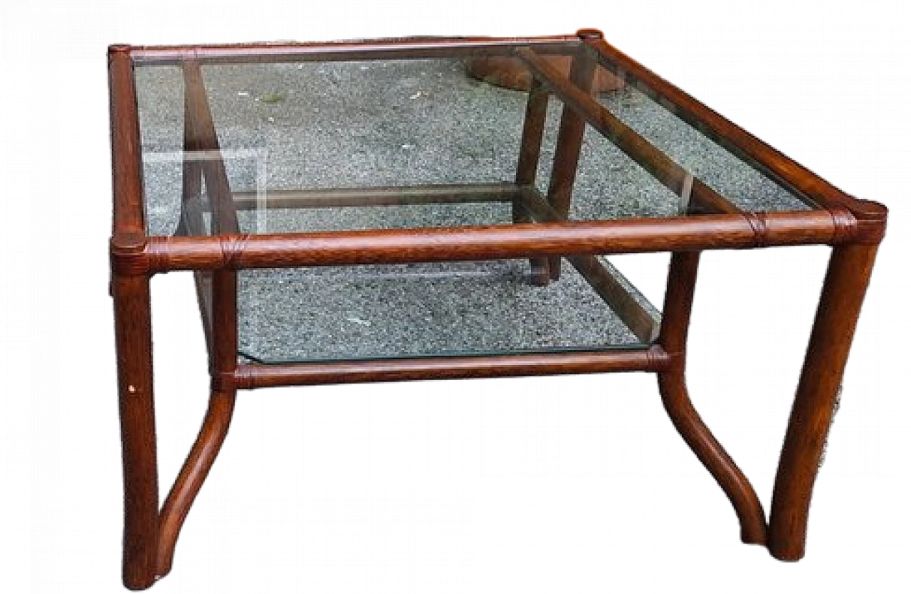 Bamboo and glass coffee table by Lyda Levi for McGuire, 1970s 5