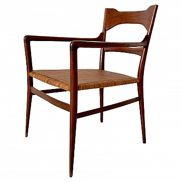 Wood and woven cane armchair by Emanuele Rambaldi, 1950s