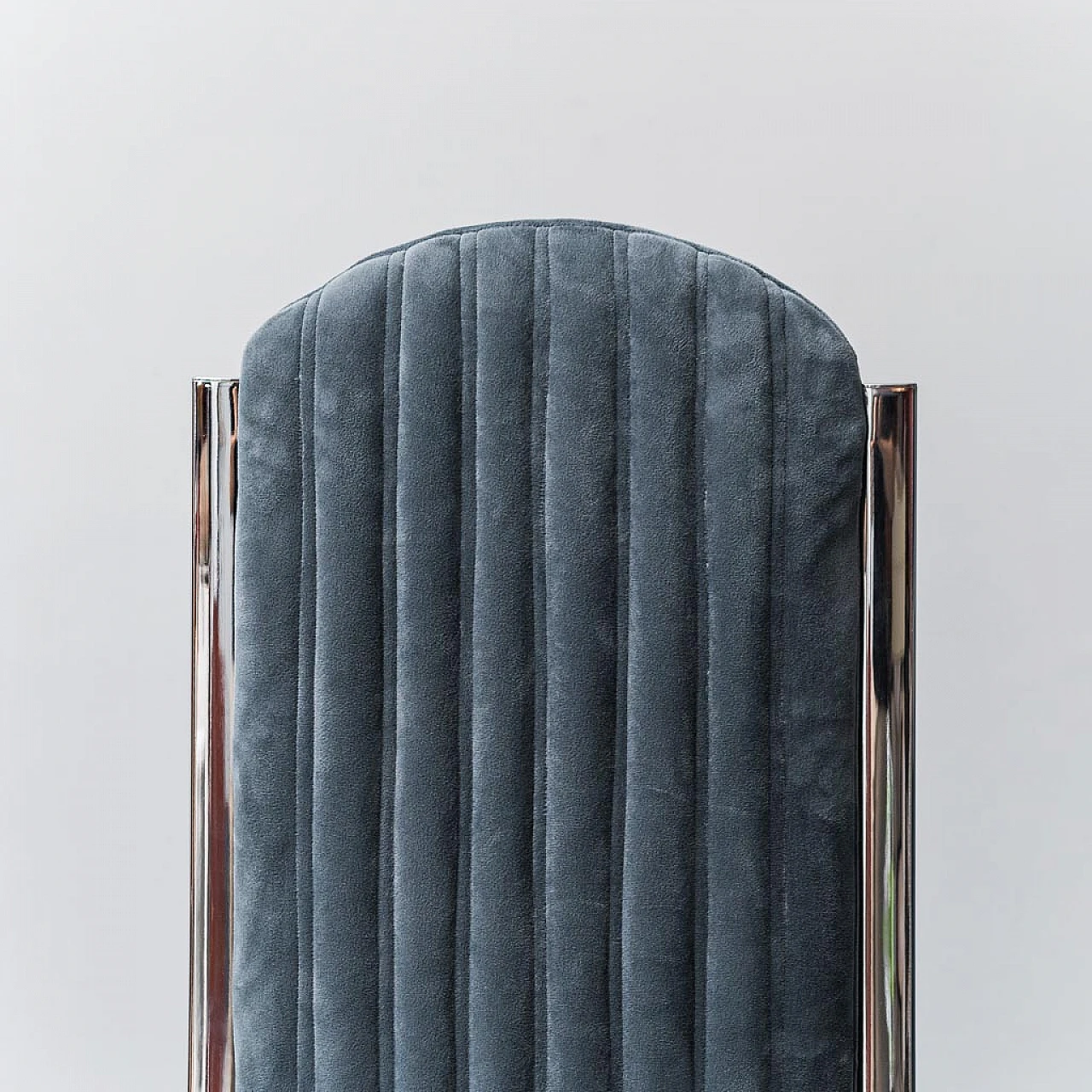 4 Chairs in metal and velvet, 1970s 10