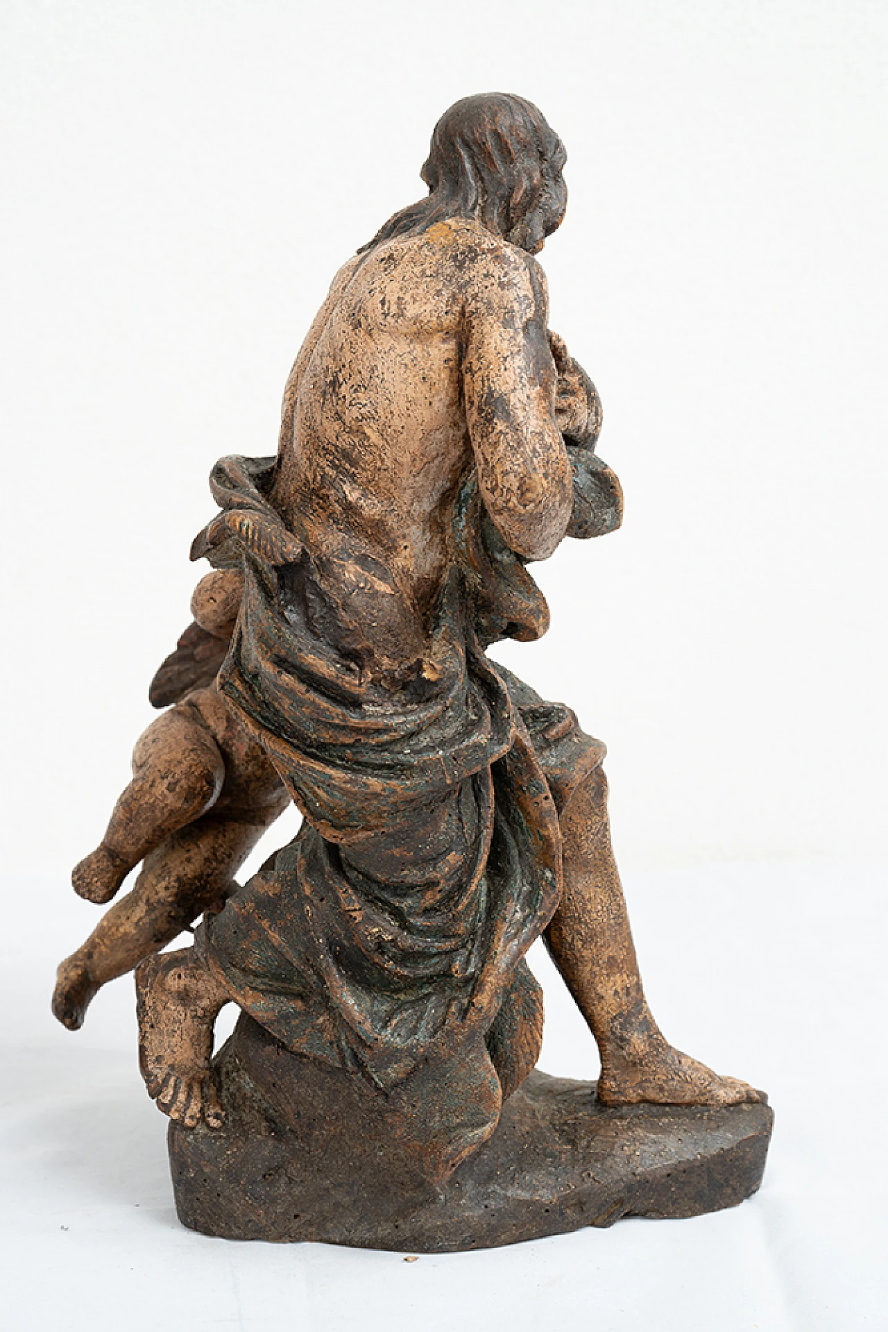 Polychrome wooden sculpture depicting Christ with putto, 17th century 6