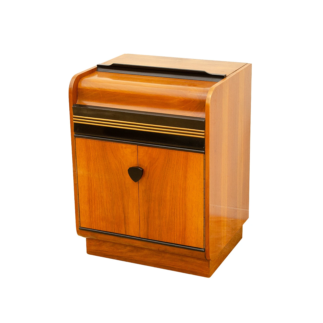 Czechoslovakian walnut cabinet with record player and radio, 1950s 1