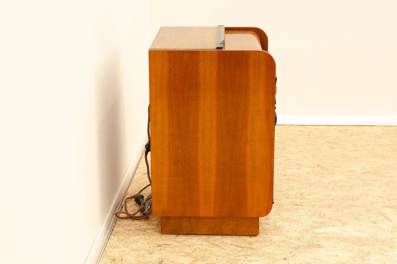 Czechoslovakian walnut cabinet with record player and radio, 1950s 4