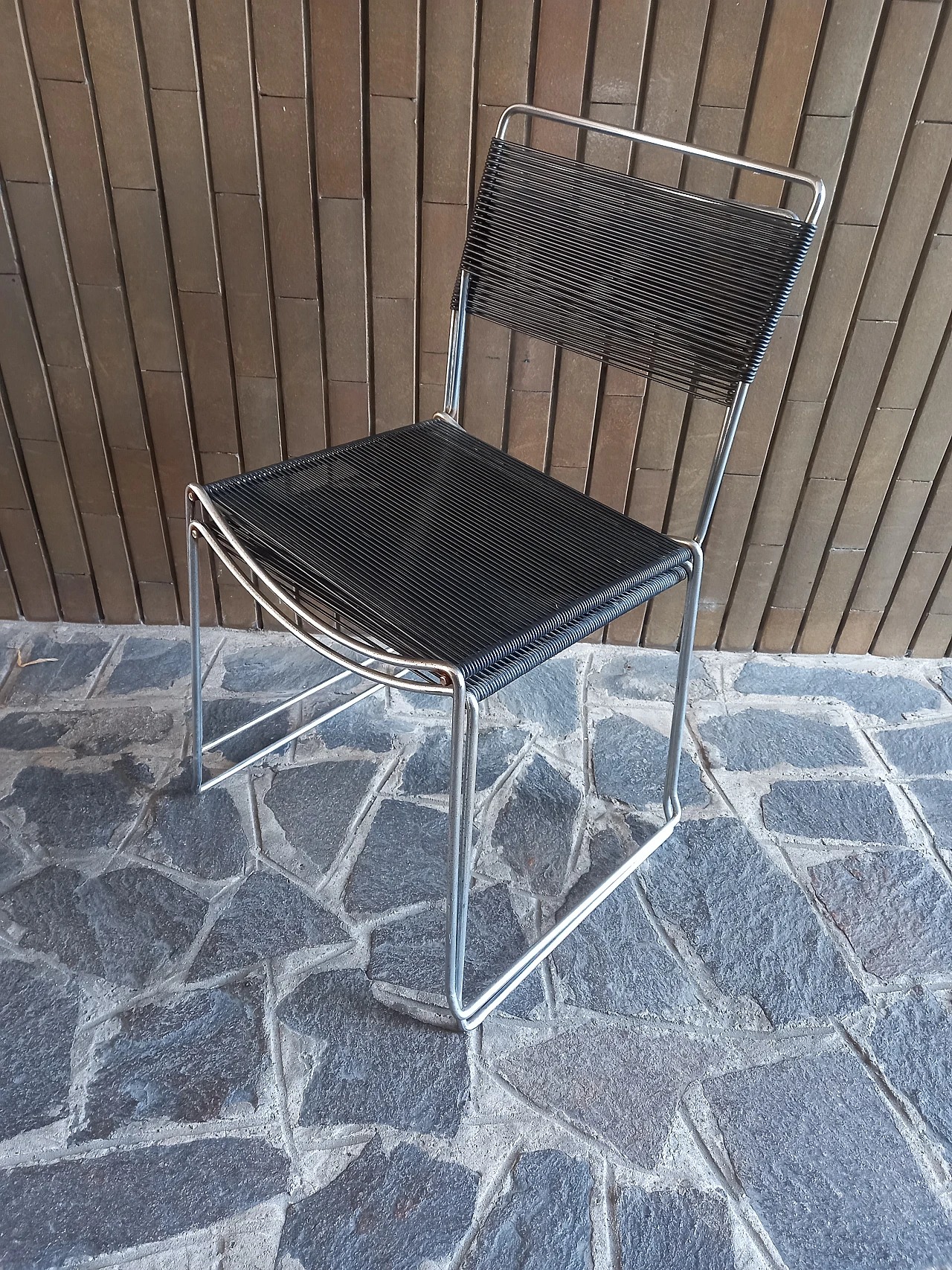 Pair of steel and plastic chairs in Spaghetti style, 1970s 6