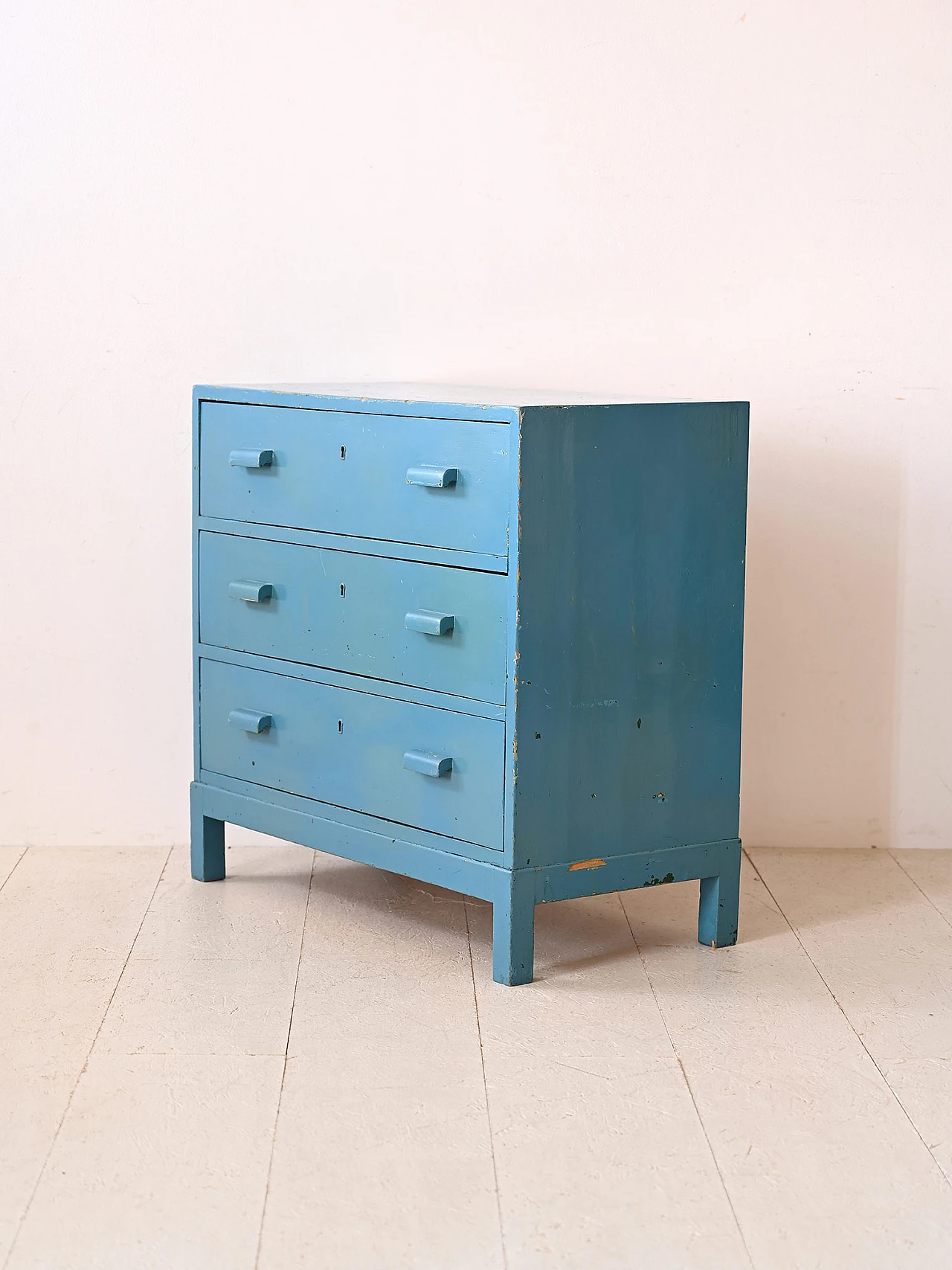 Scandinavian blue-stained wooden chest of drawers, 1960s 4