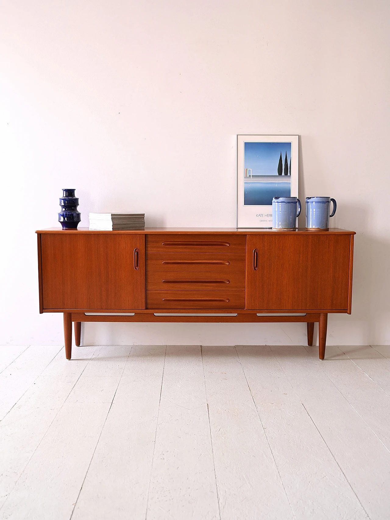 Credenza Cortina in teak di Nils Jonsson, anni '60 1