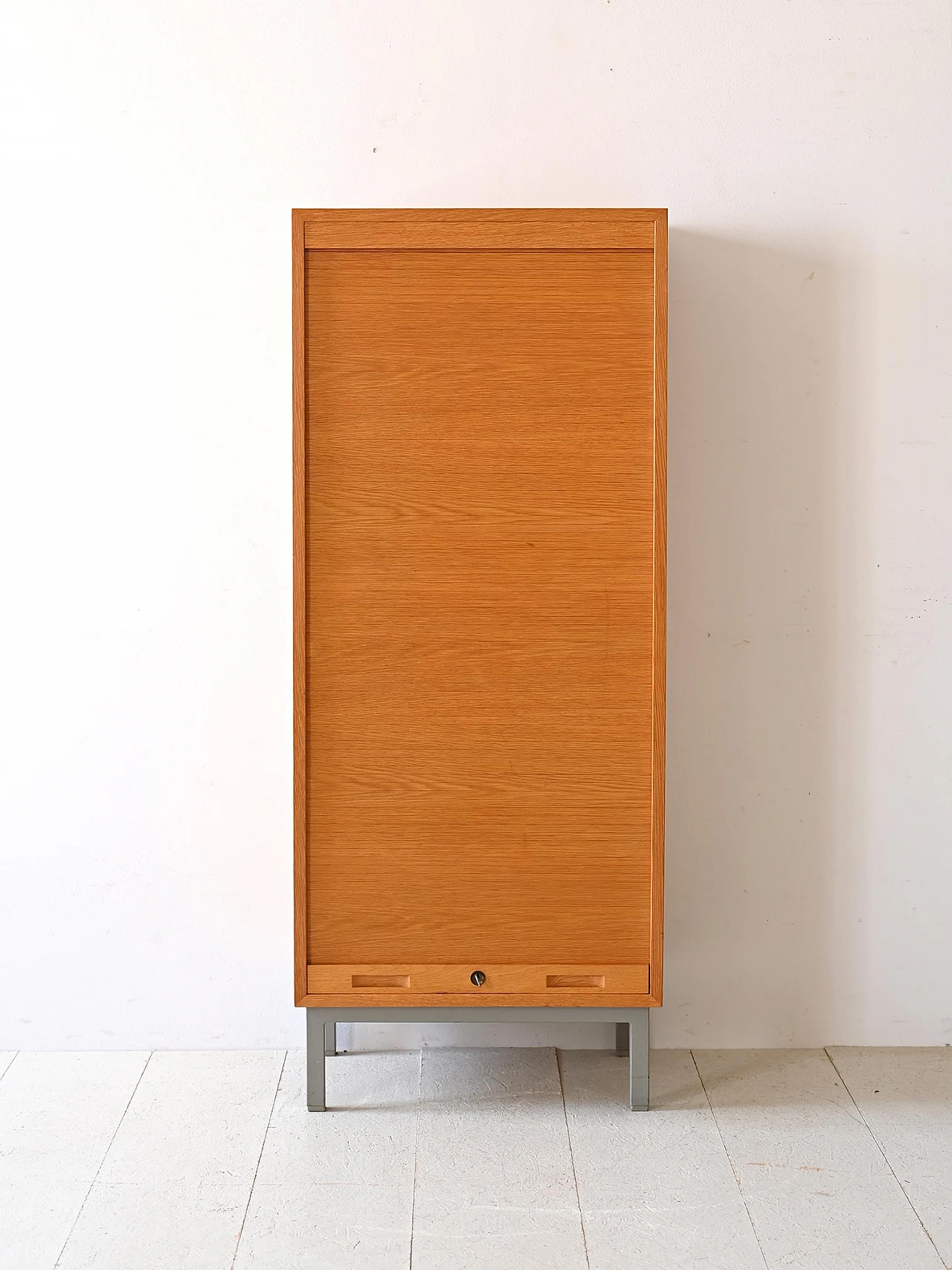 Oak filing cabinet with shutter, 1960s 2