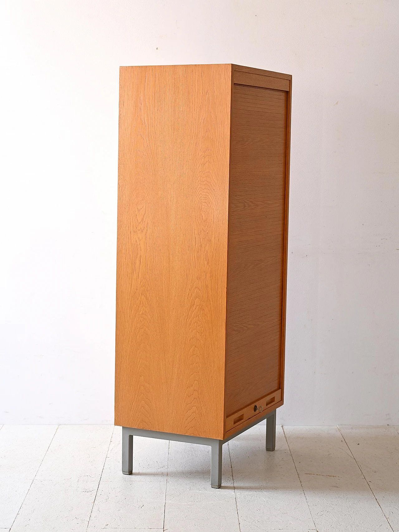 Oak filing cabinet with shutter, 1960s 4