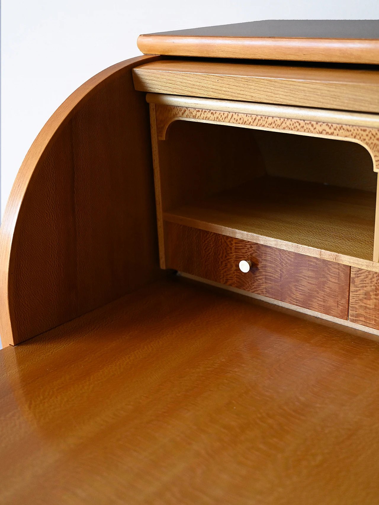 Scandinavian wooden secretaire with flap and writing desk, 1960s 7