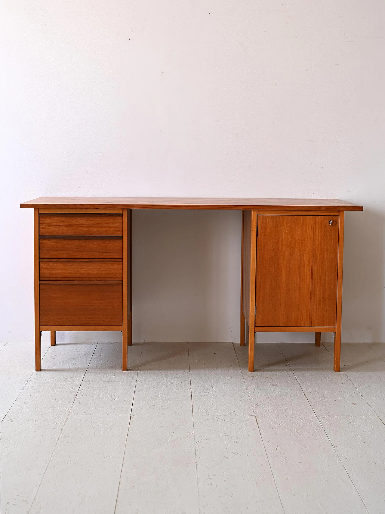 Swedish teak desk with rectangular top, 1960s 2