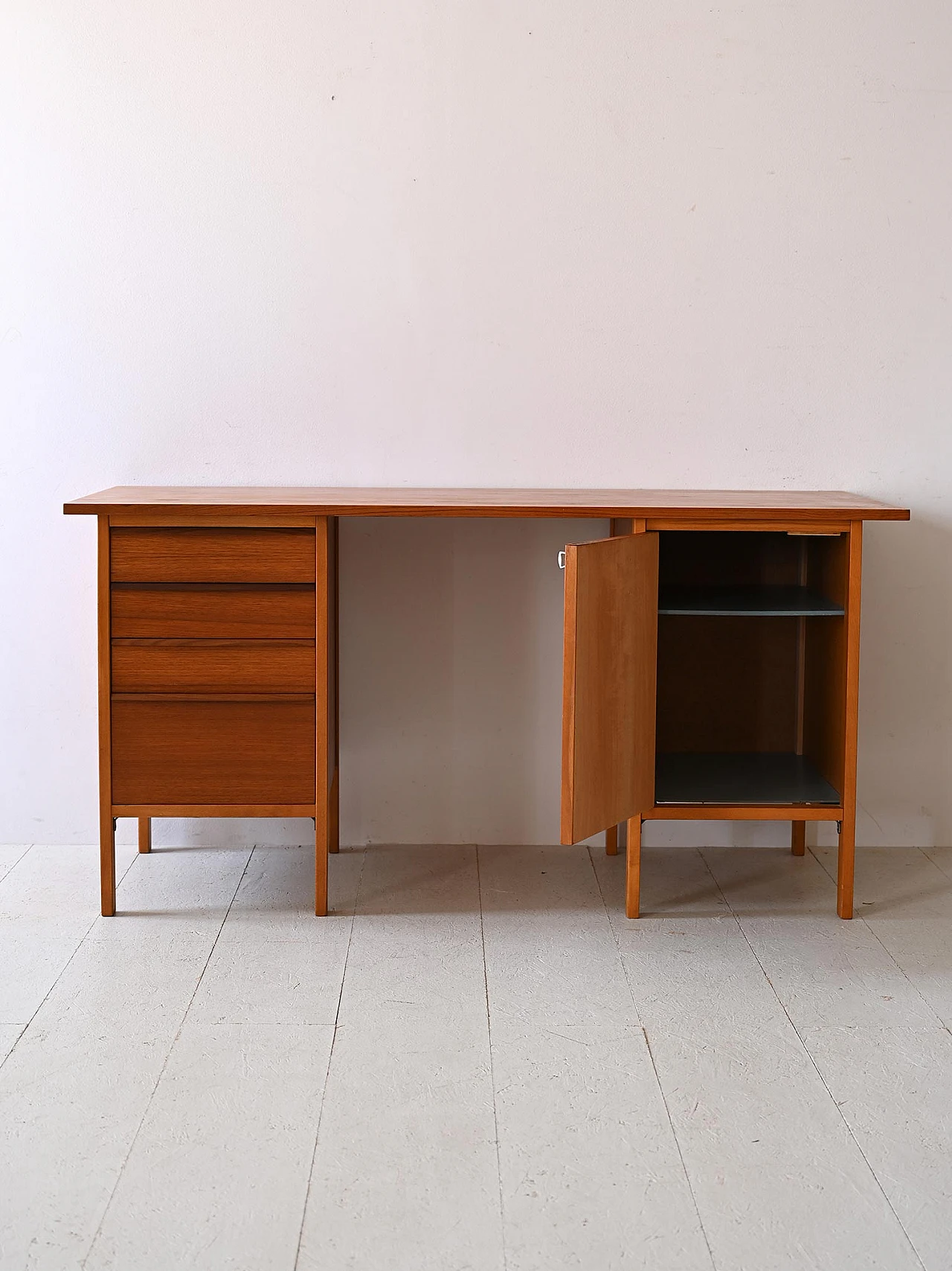 Swedish teak desk with rectangular top, 1960s 3