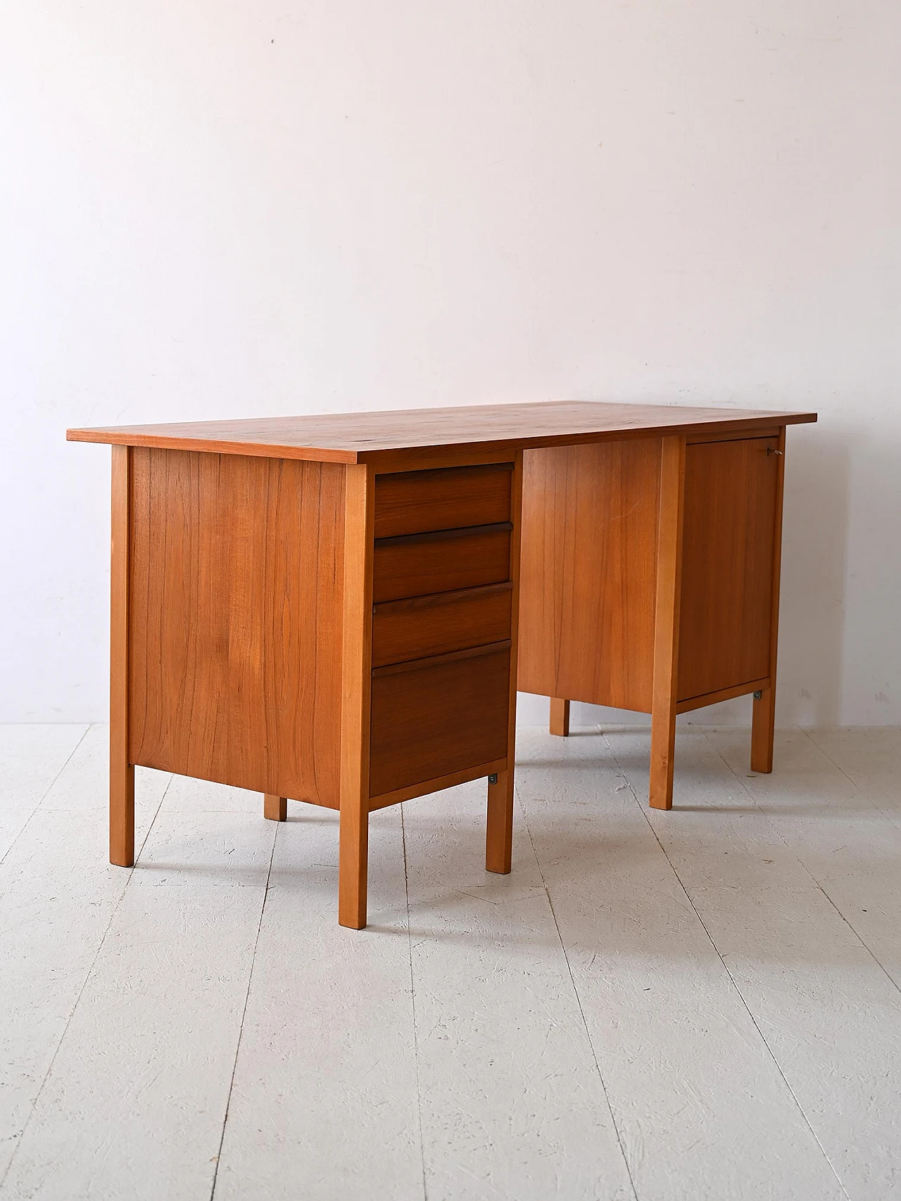 Swedish teak desk with rectangular top, 1960s 4