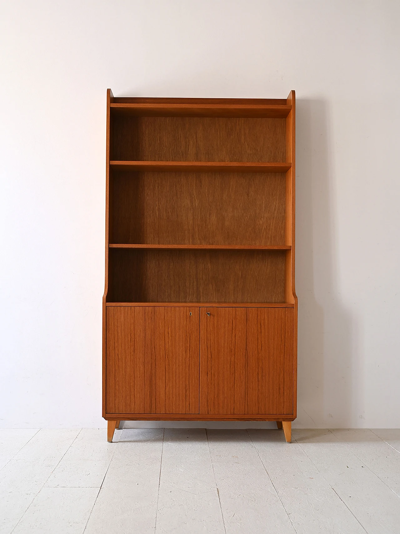 Libreria in teak con vano contenitore, anni '60 2