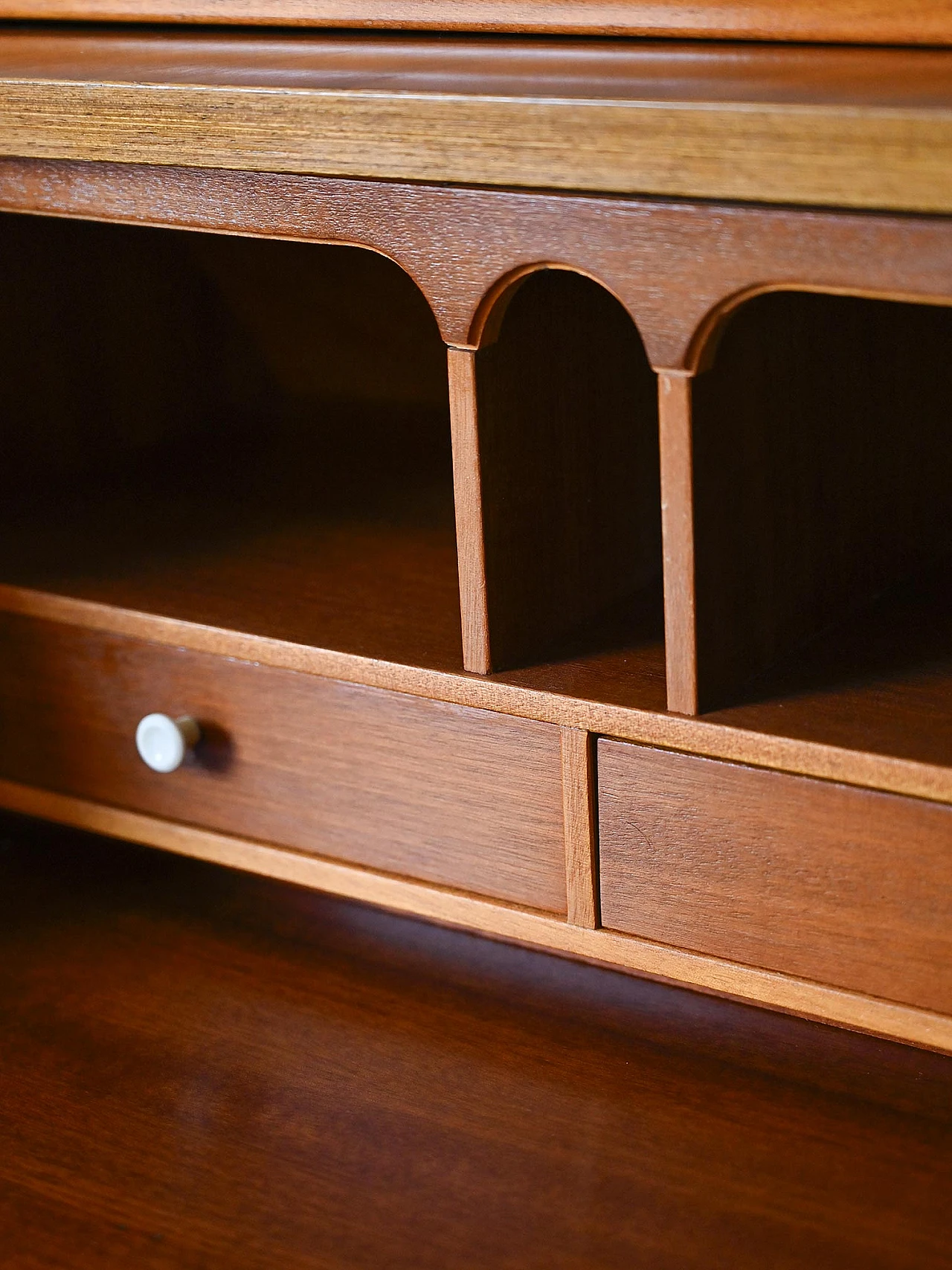 Danish wooden secretaire with metal handles, 1960s 9